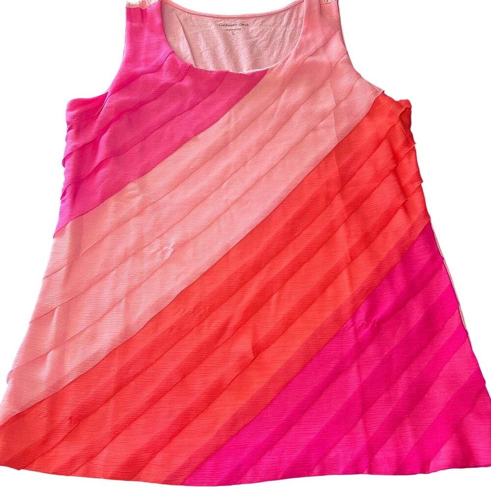 Coldwater Creek Pink Layered Diagonal Chiffon Tiers Sleeveless Tank Lrg